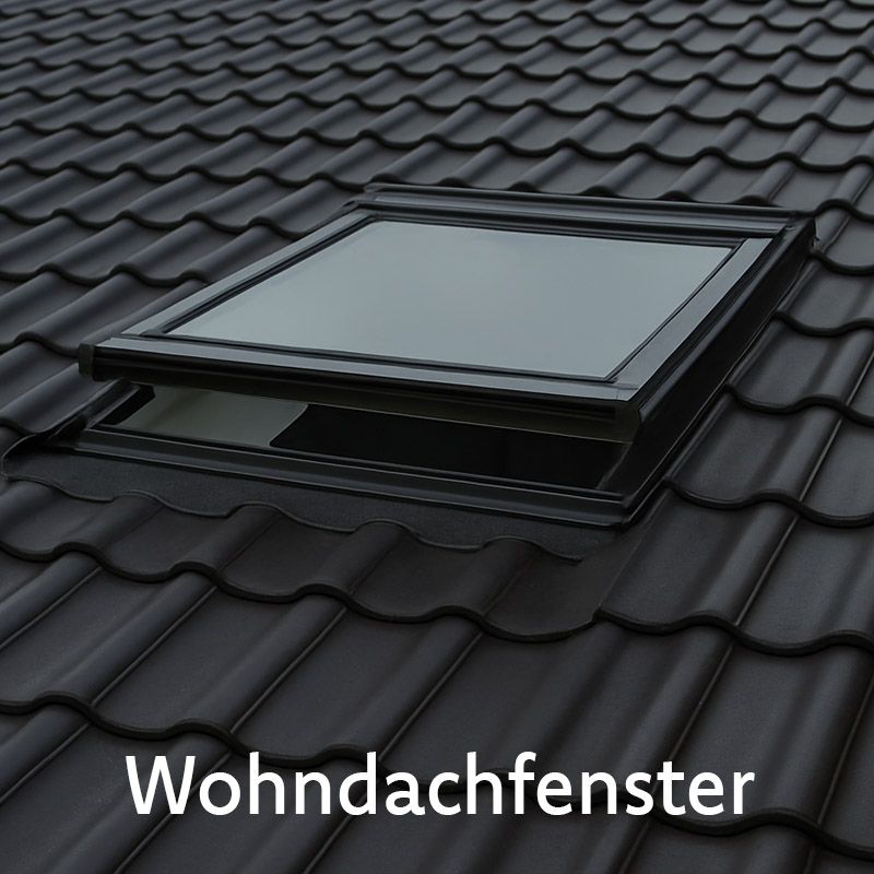 Nahaufnahme Dachfentser, mit dem Begriff "Wohndachfenster"
